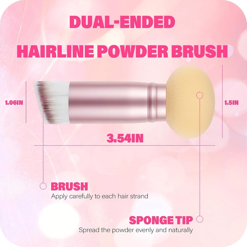 efly Dual-Ended Hair Makeup Brush - Precision Hairline Powder With Sponge Tip for Seamless Blending, Concealer, Root Touch Up, and Contour (Rose Pink, 3.5 Inch) - Image 2